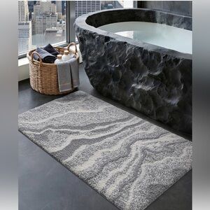 NWT Dexi Bathroom Rug Mat 24" x 43" Soft & Absorbent,Non-slip,Marble Grey